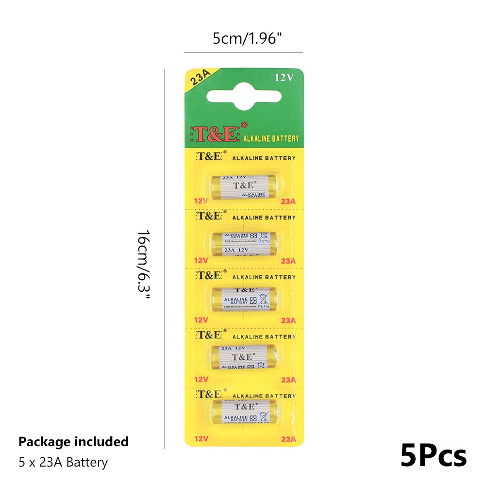 23A 12V Alkaline Batteries 23A 23AE A23 E23A V23GA MN21 GP23A LRV08 8F10R 8LR23 8LR923 Dry Battery For Remote Control Radio: 5 PCS