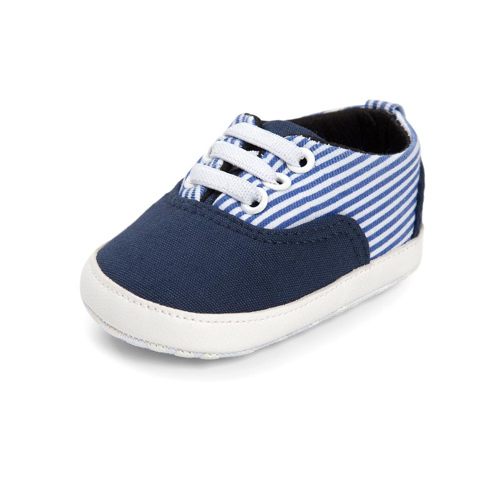Geruit patroon gestreepte babyschoentjes eerste loopschoentjes comfortabele babyschoentjes met zachte onderkant: Blauwe streep / 3