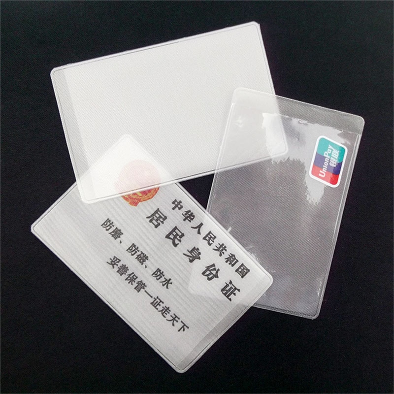 10 stk gennemsigtig frostet pvc-forretnings-id-kort note dækker holderetui rejsebilledeholdere vandtætte beskyttelsesposer