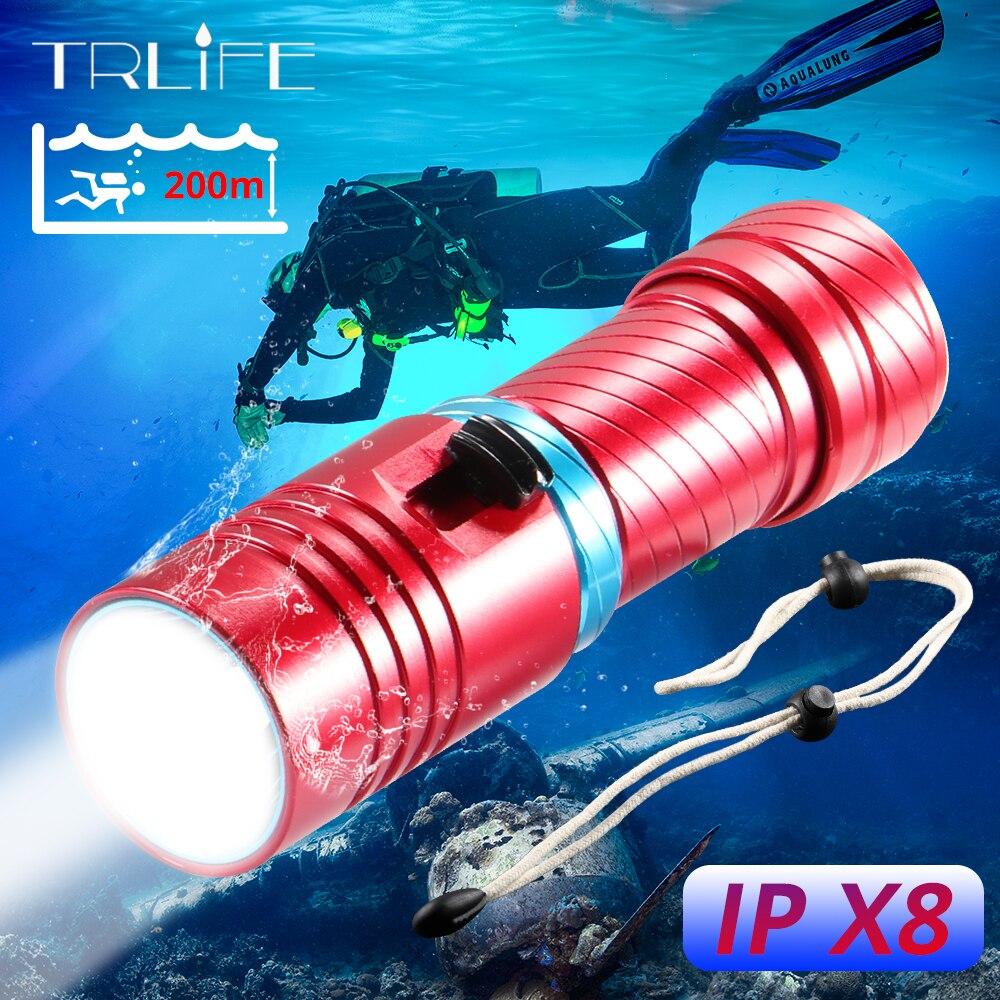 Super Heldere L2 Waterdichte Zaklamp Duiken Dive Onderwater 200 Meter LED Zaklamp Lamp Camping Lanterna gebruik 26650 18650 Batterij