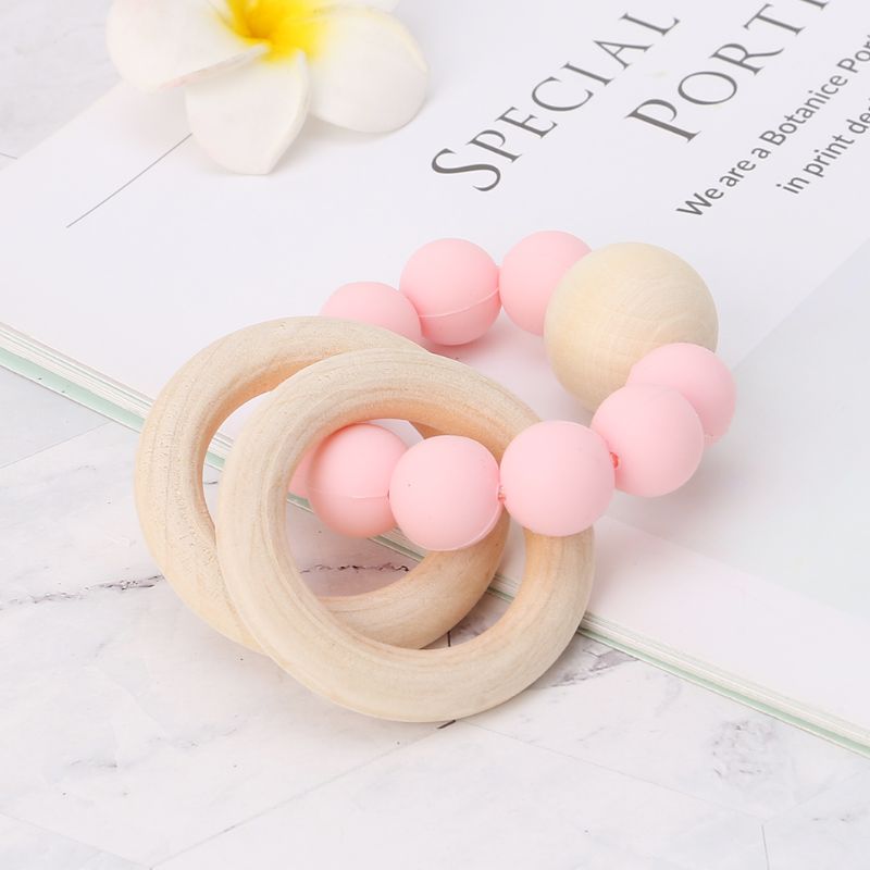 Bpa Gratis Baby Bijtring Siliconen Kralen Bijtring Pasgeboren Kinderziektes Speelgoed Armband Pijnbestrijding Hout Ringen Kauwen Bijtring Baby Benodigdheden