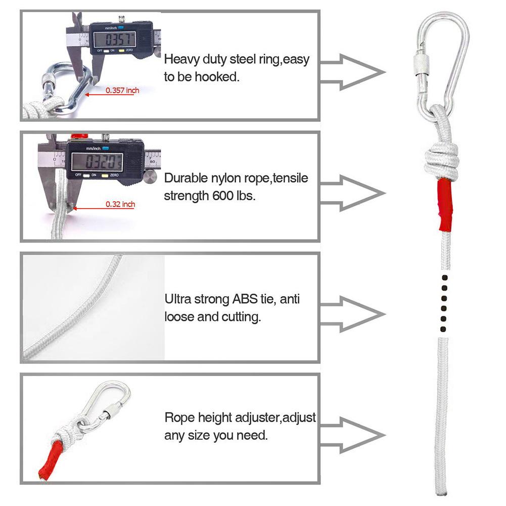 8mm nødtau med klatrespenne magnet fisketau nylon redningstau 20m lengde utendørs sportsutstyr
