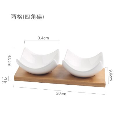 Keramik Snacks Platten mit Bambus Tablett Japan Stil Kreative Obst Platte Nachmittag Tee Tabletts Nachspeisen Platte Soße Gericht: D2