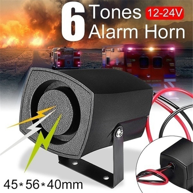 12-24v 6 toner bil politi brandalarm horn ring alarm system sirene højttaler advarsel høj lyd alarm højttaler: Default Title