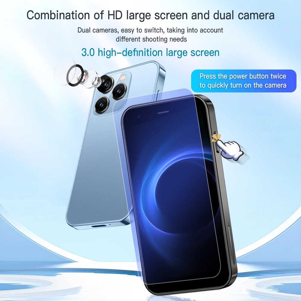 2024 SERVO Kleines Smartphone 3,0-Zoll-Anzeige Dual SIM 3G WCDMA Android 8.1 OS 2 GB + 16 GB GPS WIFI Tragbares Mini-praktisch Niedriger Preis