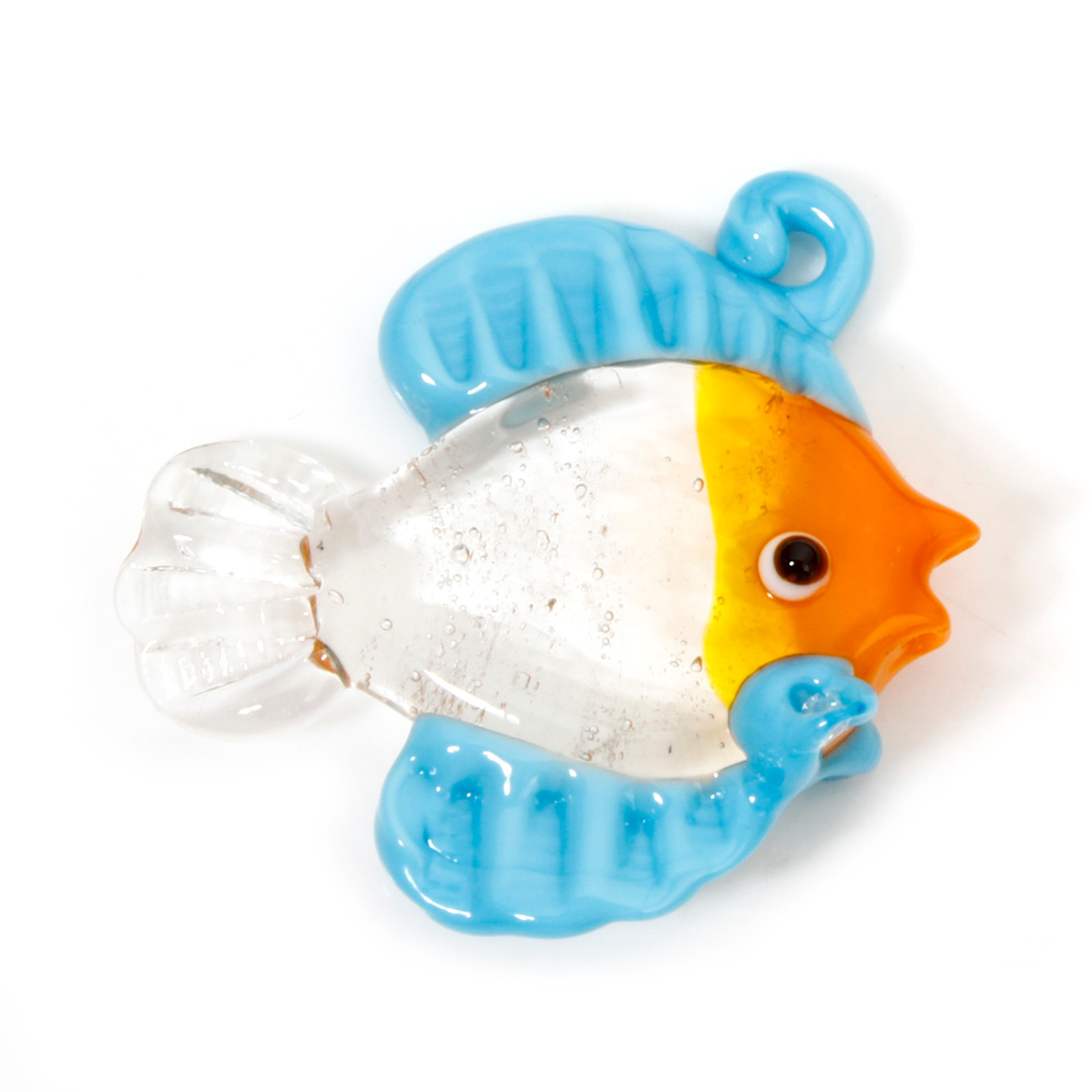 1PCs 3D Tropical Fish Animal Lampwork Ocean Charms For Jewelry Making Tiny Statue Ornaments Aquarium Decor DIY Necklace Pendant: Gold-color