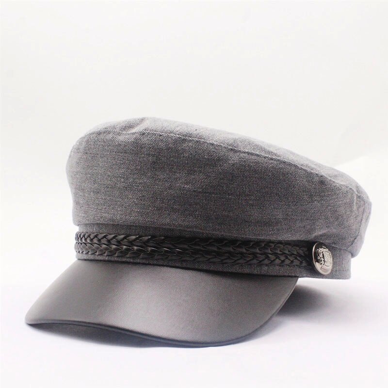 Blank black Newsboy Caps for Women Spring Autumn Winter Hats cotton Cap Winter Ladies Black Hat Beret Cap: gray