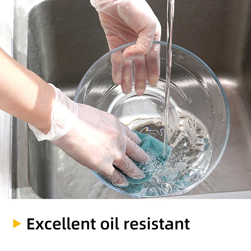 Gant multifonction jetable en vinyle, 100 pièces, Transparent, étanche, pour ménage, cuisine propre, cuisson