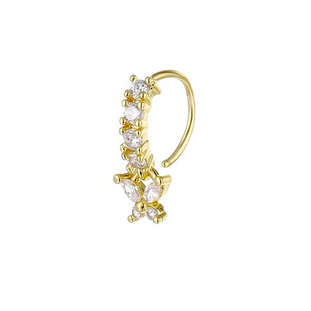 1 Uds. De aro de cristal CZ para tabique, Clickers, anillo para la nariz, Piercing para cartílago, pendiente de hélice, joyería para el trago, aros Daith, pendientes de lóbulo Rook: Chapado en zinc blanco y azul