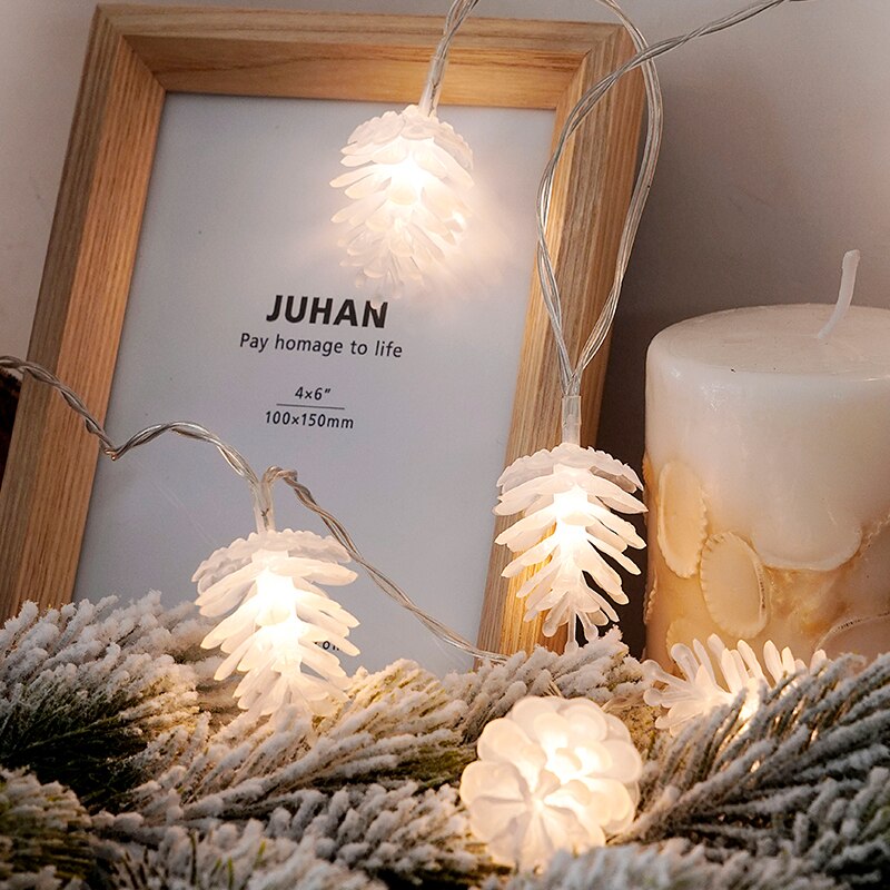 Christmas Pine Cones LED String Lights Battery Operated Fairy Lights Indoor Outdoor Decoration For Party Wedding Garden Home: pine cone / 6M 40LEDS / Battery