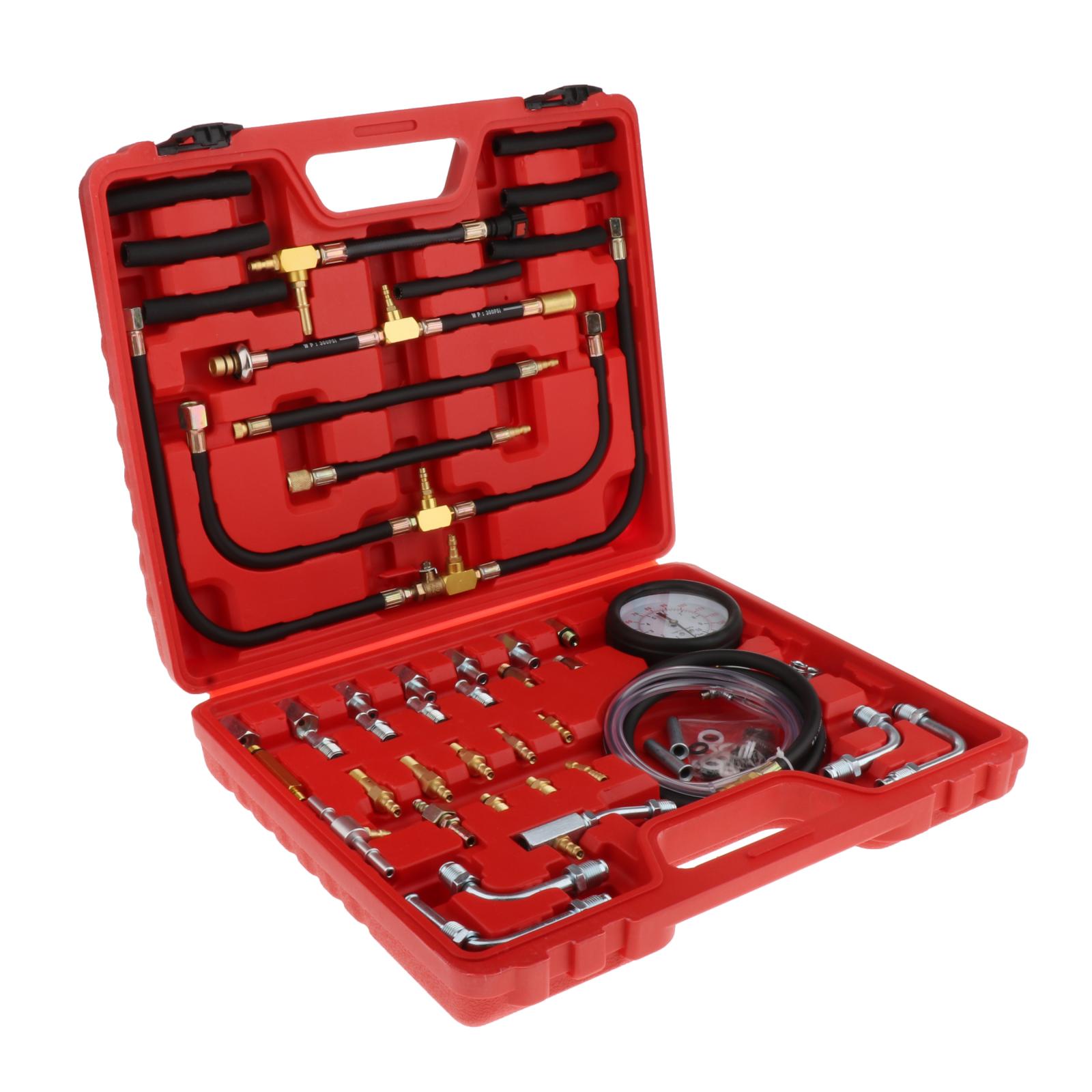 TU-443 Pro Fuel Injection Pressure Tester Gauge 0-140 PSI Fuel Line Fittings