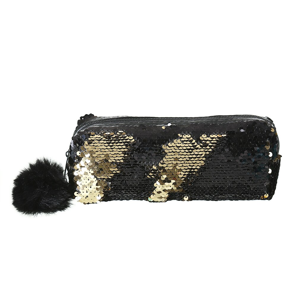 Estuche de lápices de lentejuelas, material Escolar, Estuche Escolar, Estuche Stylo para escuela, Estuche de lápices EVA Piornik, Lapicero de papelería: Black