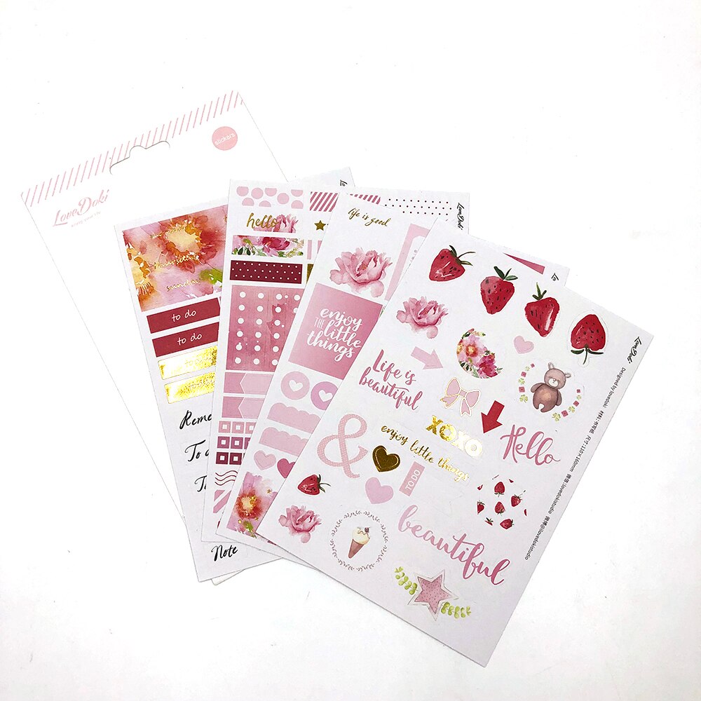 Lovedoki Journaling Stickers Scrapbooking Planner Bullet Journal Stickers Koreaanse Roze Bloem Decoratieve Stickers Briefpapier