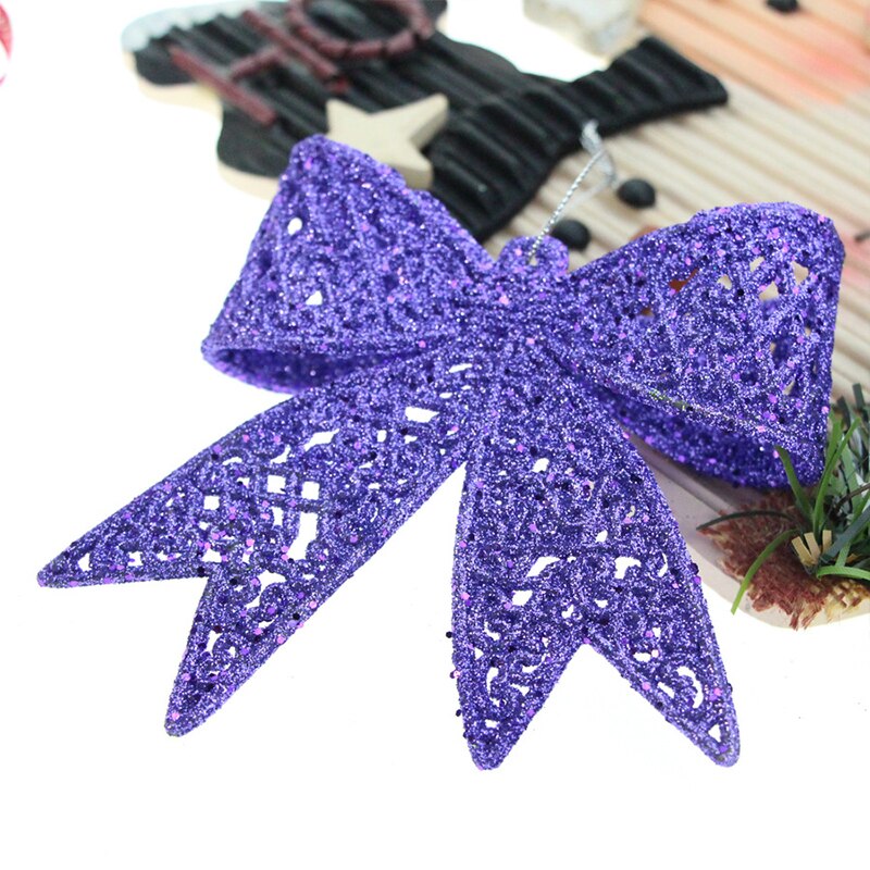 Lazo grande colgante para decoración de Año , lazo grande de oro, plata, rojo brillante, , boda, adornos de árbol de Navidad: Morado