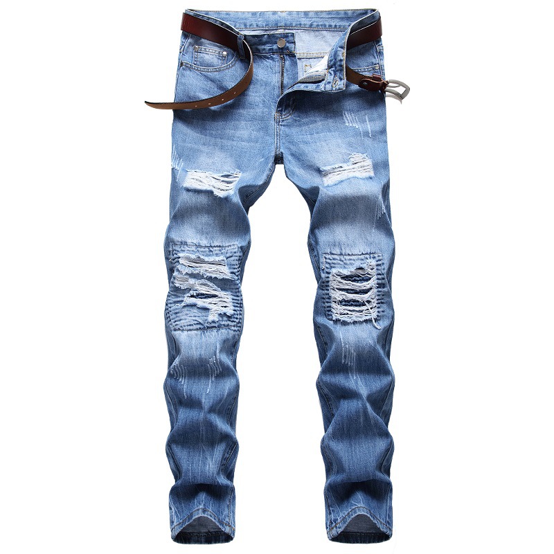Jean déchiré grande taille pour hommes, patch de genou troué, masculine, personnalité, pantalon tendance, 2022: 42
