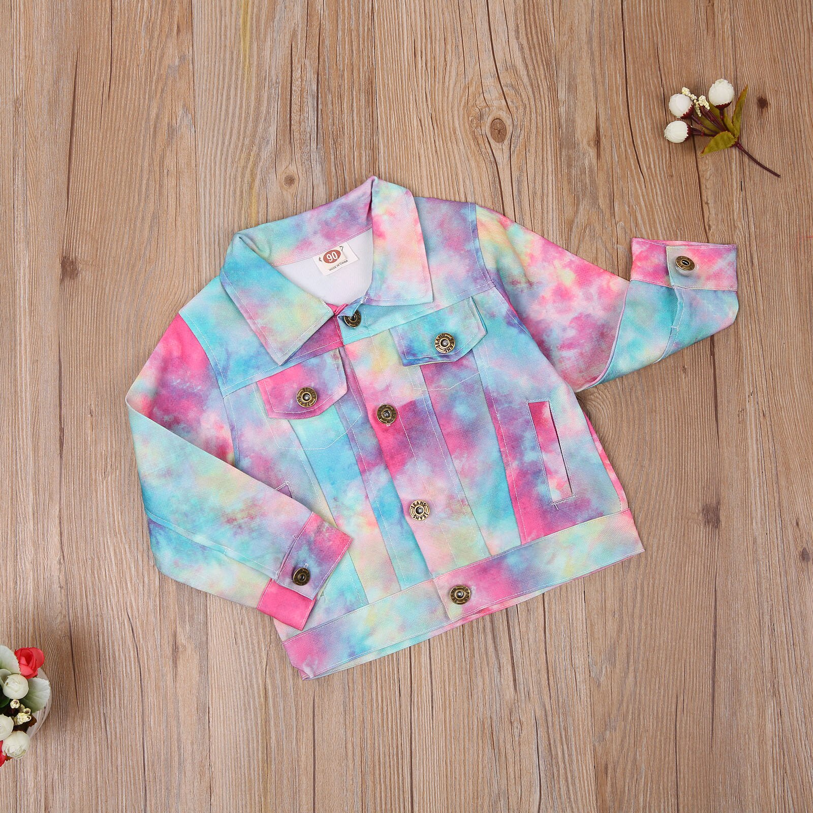 Meisjes Tie-Dye Jas, Herfst Kleur Lange Mouwen Jas T-shirt