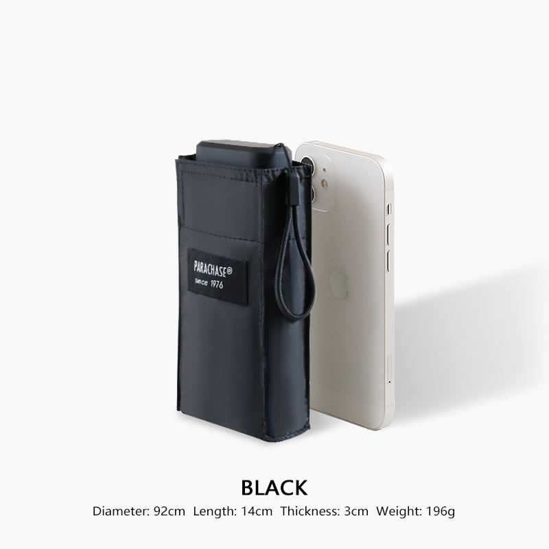 PARACHASE Flat Umbrella Sun Men Women Ultralight UPF50+ Mini Pocket Sun Umbrella Windproof Small Parasol Black Rain Umbrella