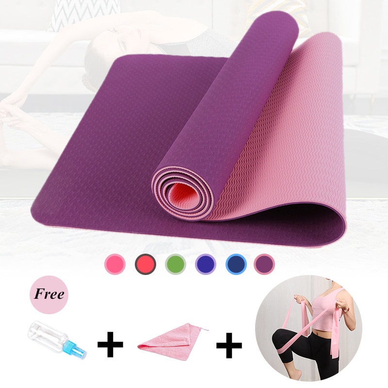 6mm Yoga Mat - 183x61cm - TPE - Non-slip, High Resilience - For Fitness, Pilates, Beginners