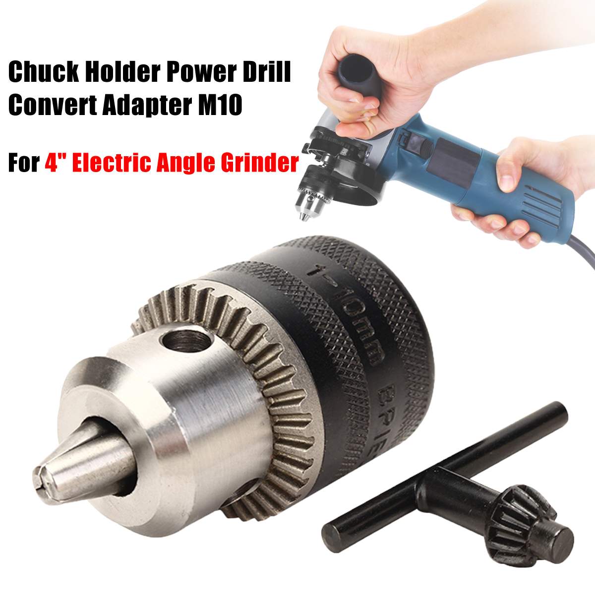 10mm chuckholder kraftdrill konverter adapter  m10 til 4 " elektrisk vinkelsliper