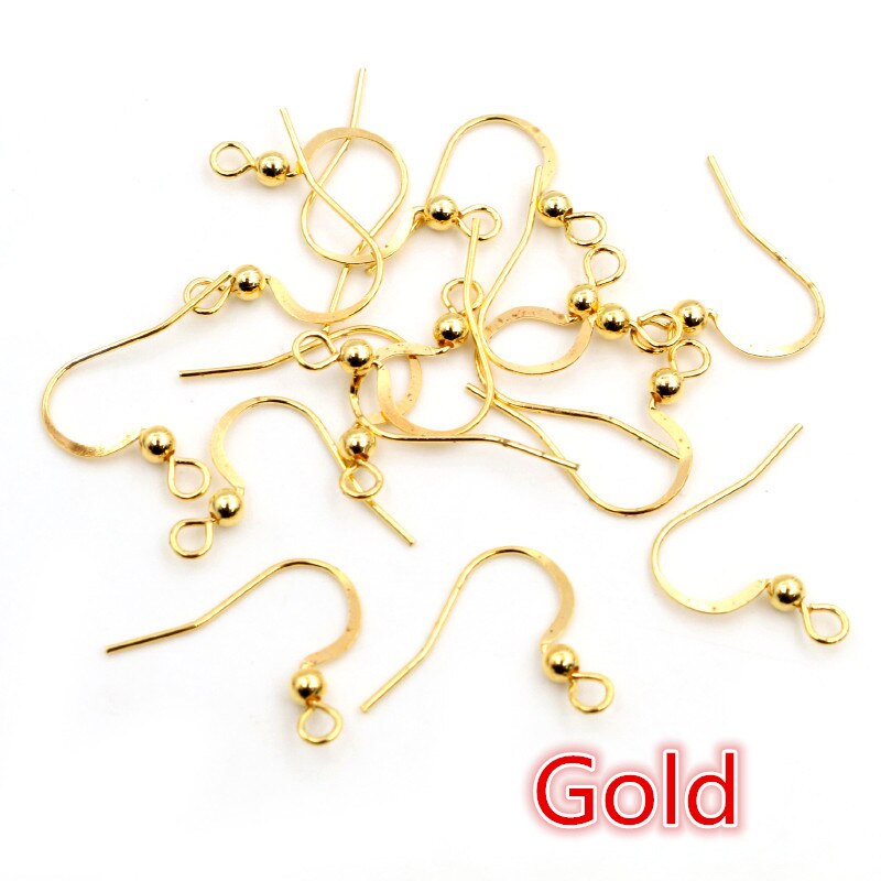 100 unids/lote 19x18mm DIY pendientes hallazgos pendientes cierres ganchos accesorios DIY joyería hacer accesorios gancho de latón joyería: Gold