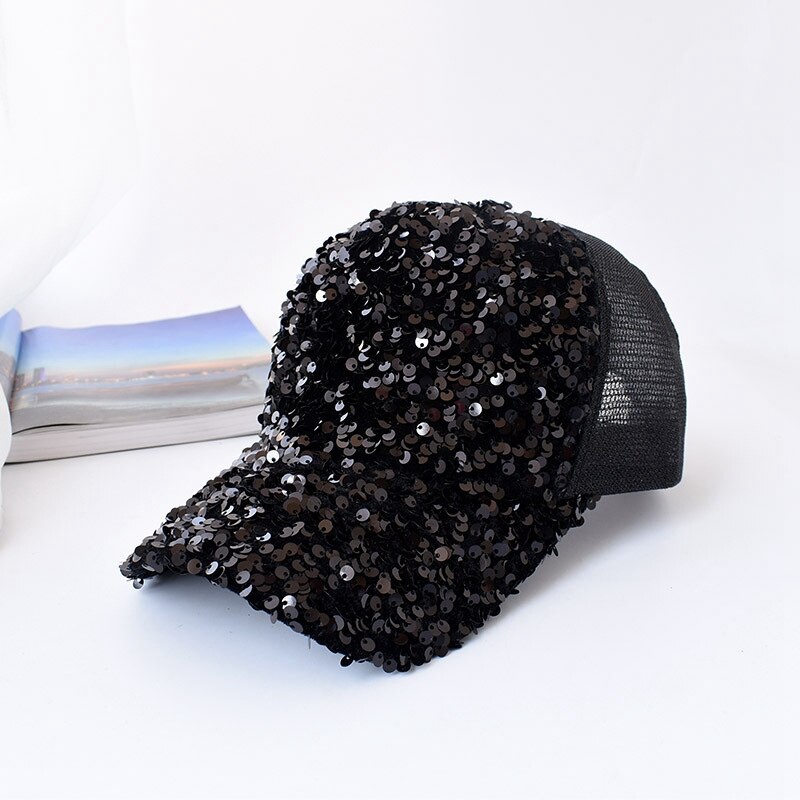 Paillettenbesetzte, atmungsaktive, verstellbare baseballkappe mit sonnenschutz, unisex-sommerkappe, trucker-cap, herren-dad-hut: 02