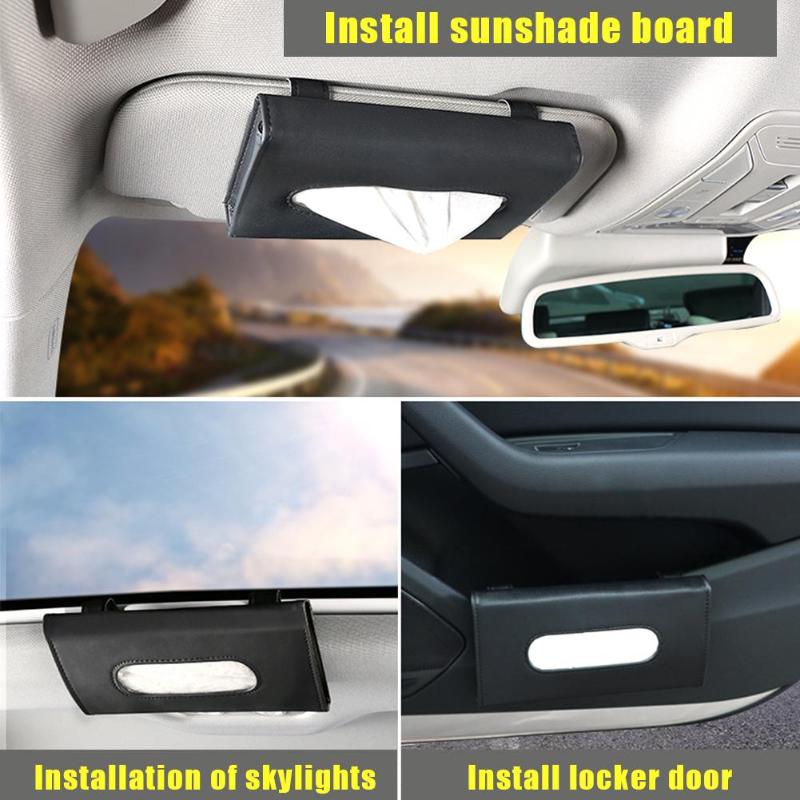 Auto Zonneklep Tissue Doos Houder Pu Lederen Papier Servet Cover Auto Styling