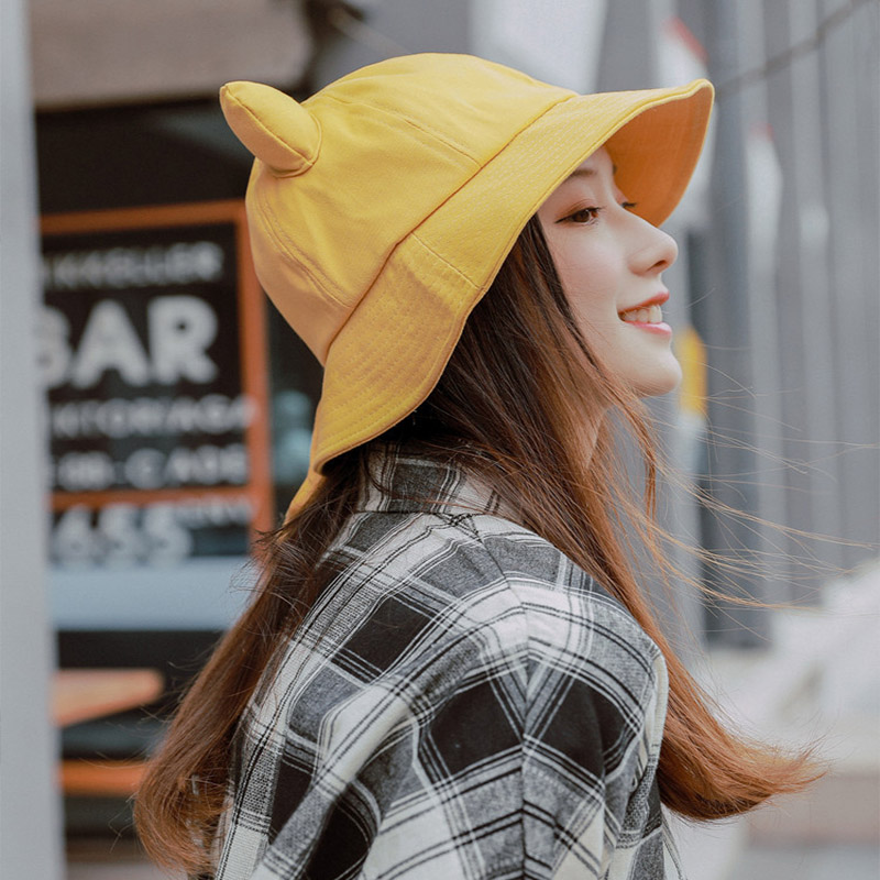 Søde katørre spand hat kvinder hip hop cap gorros ensfarvet unisex afslappet flad hat bomuld forår fiskeri spand hat cap