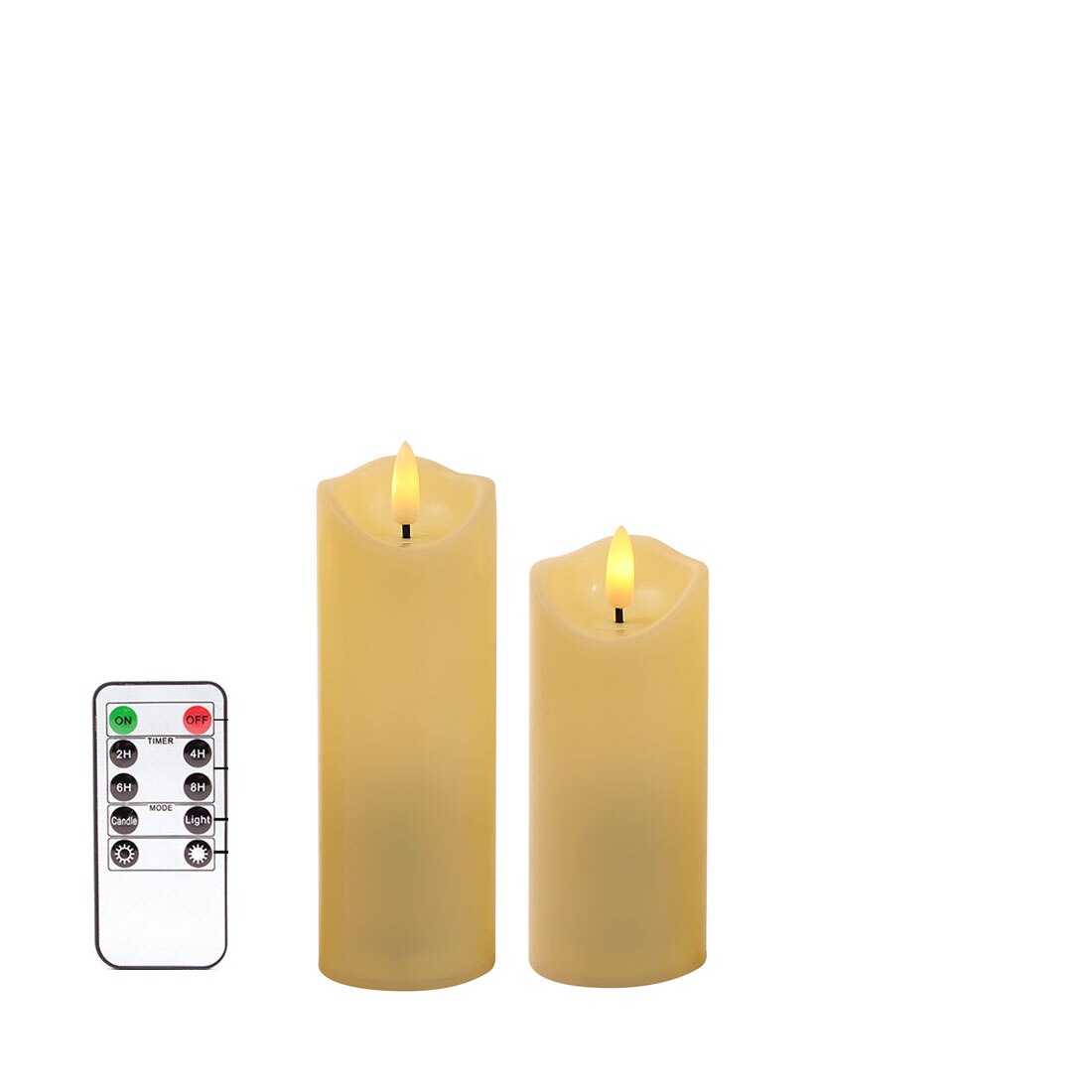 Velas de plástico con Control remoto para año , luz LED tipo vela sin llama con función de sincronización, decoración para el hogar y de San Valentín: 1 big 1 small