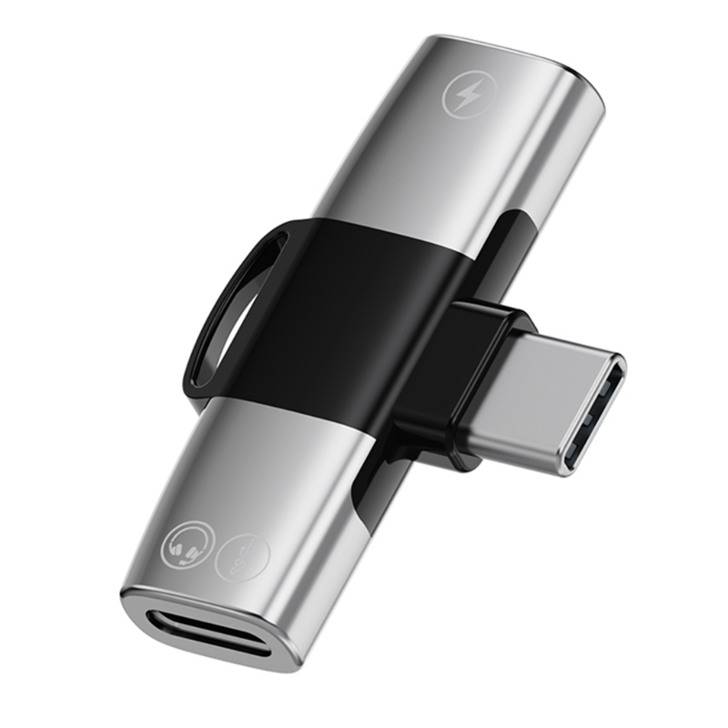 1 auf 2 USB-C-Adapter, Typ-C-Stecker auf 2 Typ-C-Buchsen, Konverter, unterstützt gleichzeitiges und Kopfhörer