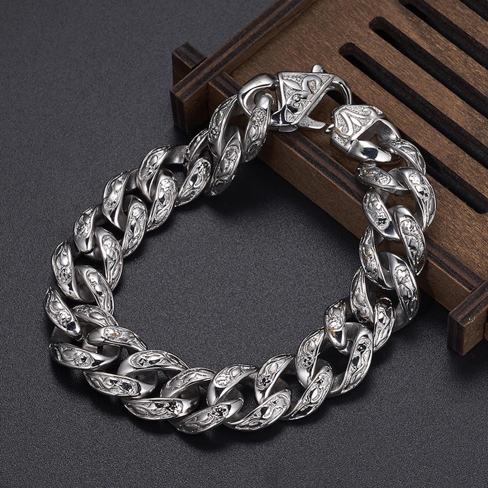 Rvs Goud/Zwarte Cubaanse Miami Ketting Link Armbanden Voor Mannen Jongens Hip Hop Rock Sieraden 15*220 Mm
