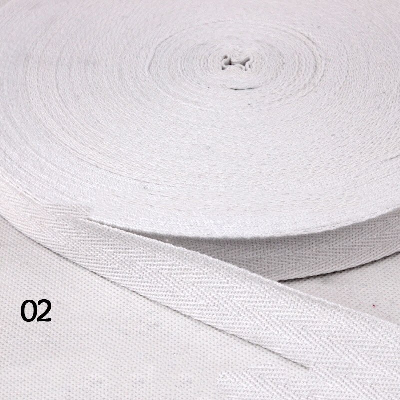 45Meters 10mm Cotton Herringbone Webbing Bias Binding Tape Bag Lable Ribbons for Wrapping Clothes Sewing Accessories DIY Craft: white