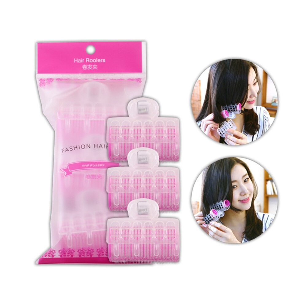 Fácil 3 unids/set de rizador de pelo, flequillo, pinza rizadora de pelo autoadhesiva de plástico, herramienta de estilismo de peluquería sin lazo de calor