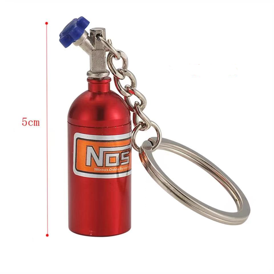 LLavero de Metal con forma de botella de nitrógeno para coche, caja de pastillas de almacenamiento, , Interior de motocicleta