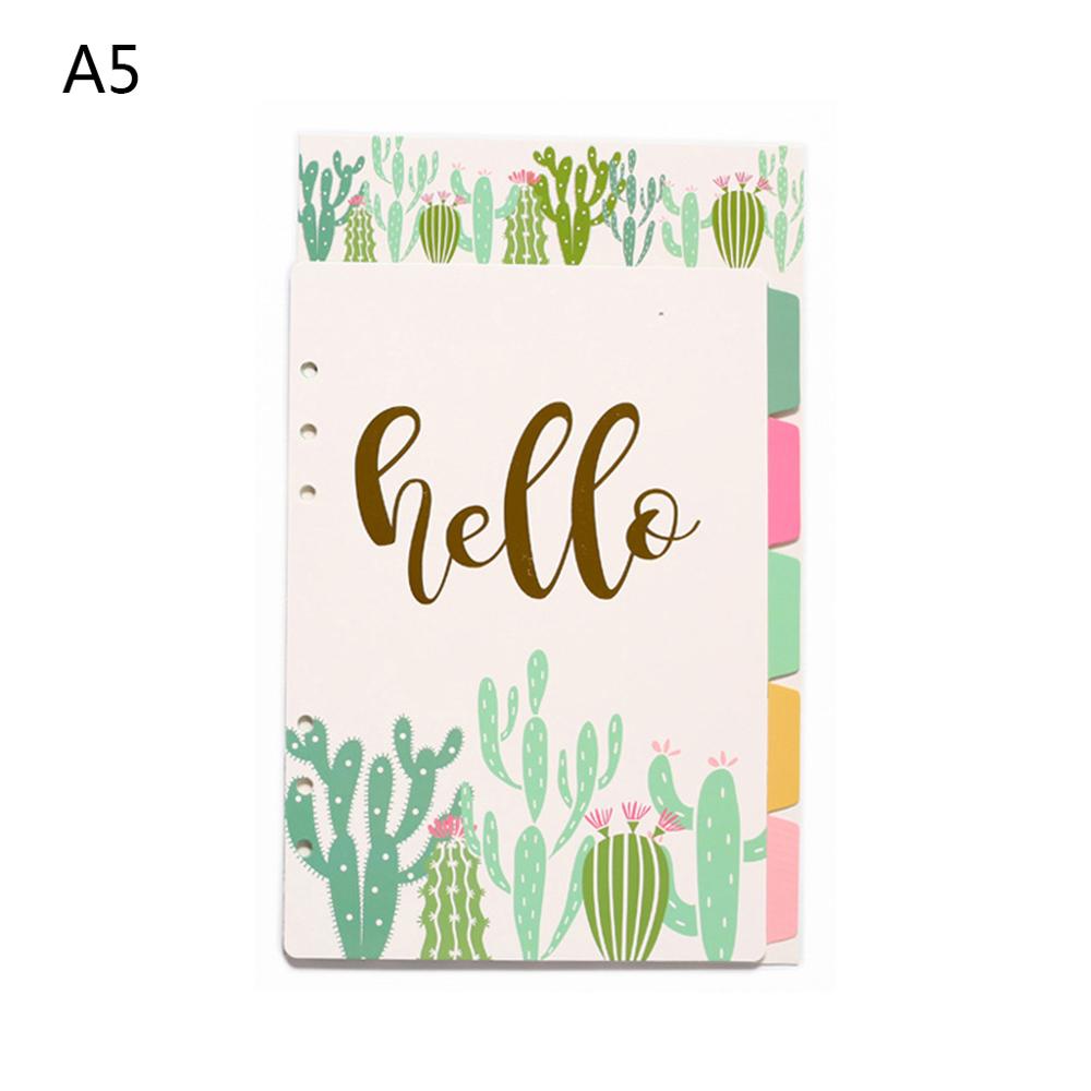 1Set A5 A6 Loose Leaf Notebook Divider 6 Hole Index Separator Diary Paper Planner Binders Students Staionery Supplies: A5 PatternC