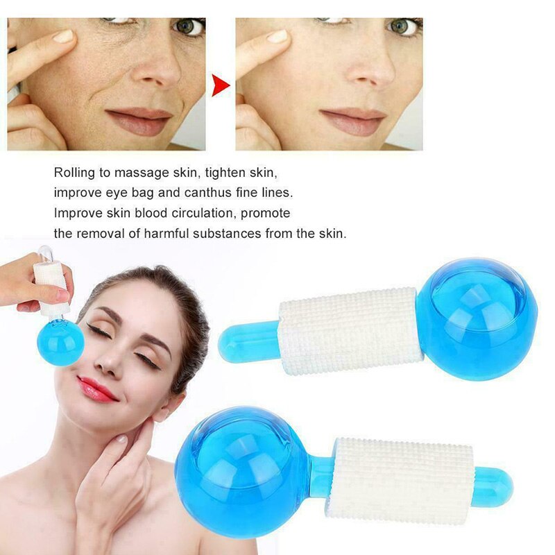 Globo de masaje Facial para mujer, herramienta de belleza para cuello, Hockey sobre hielo, energía, bola de cristal, 2 uds.