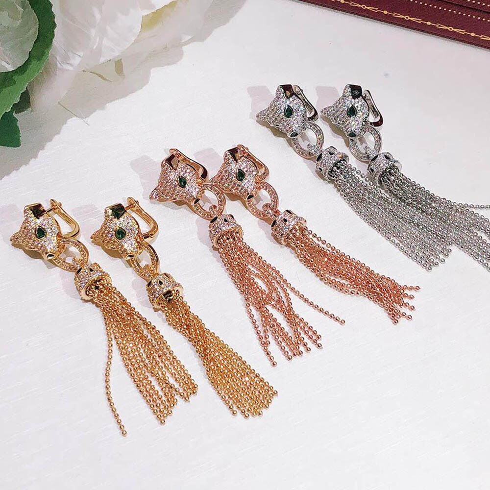 Persoonlijkheid Overheersend Street Style Kwasten Leopard Oorbellen Party Vrouwen Zilveren Naald 925