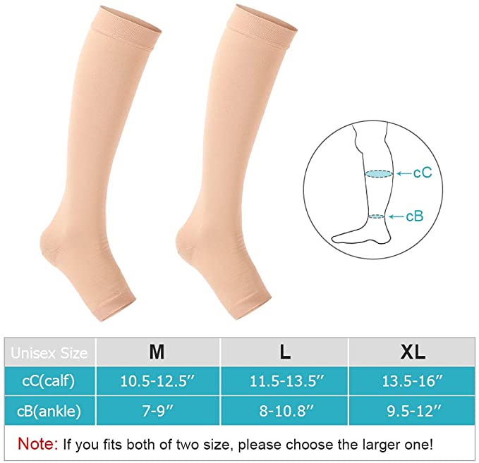 Compression Socks Calf Shaping Open Toe Knee High Stockings Compression Socks Fit For Varicose Veins Long Pressure Stockings