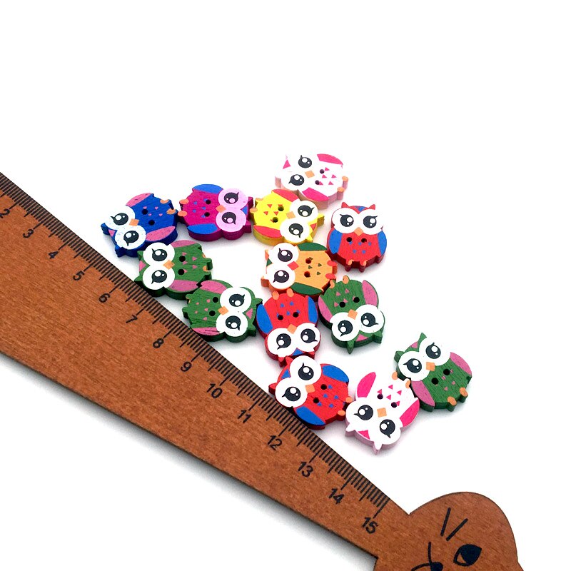 Vêtements de couture pour enfants, 50 pièces, 2/4 trous, boutons mixtes en bois, accessoires multicolores, forme mixte Animal/fleur, bricolage, Scrapbooking13-25mm