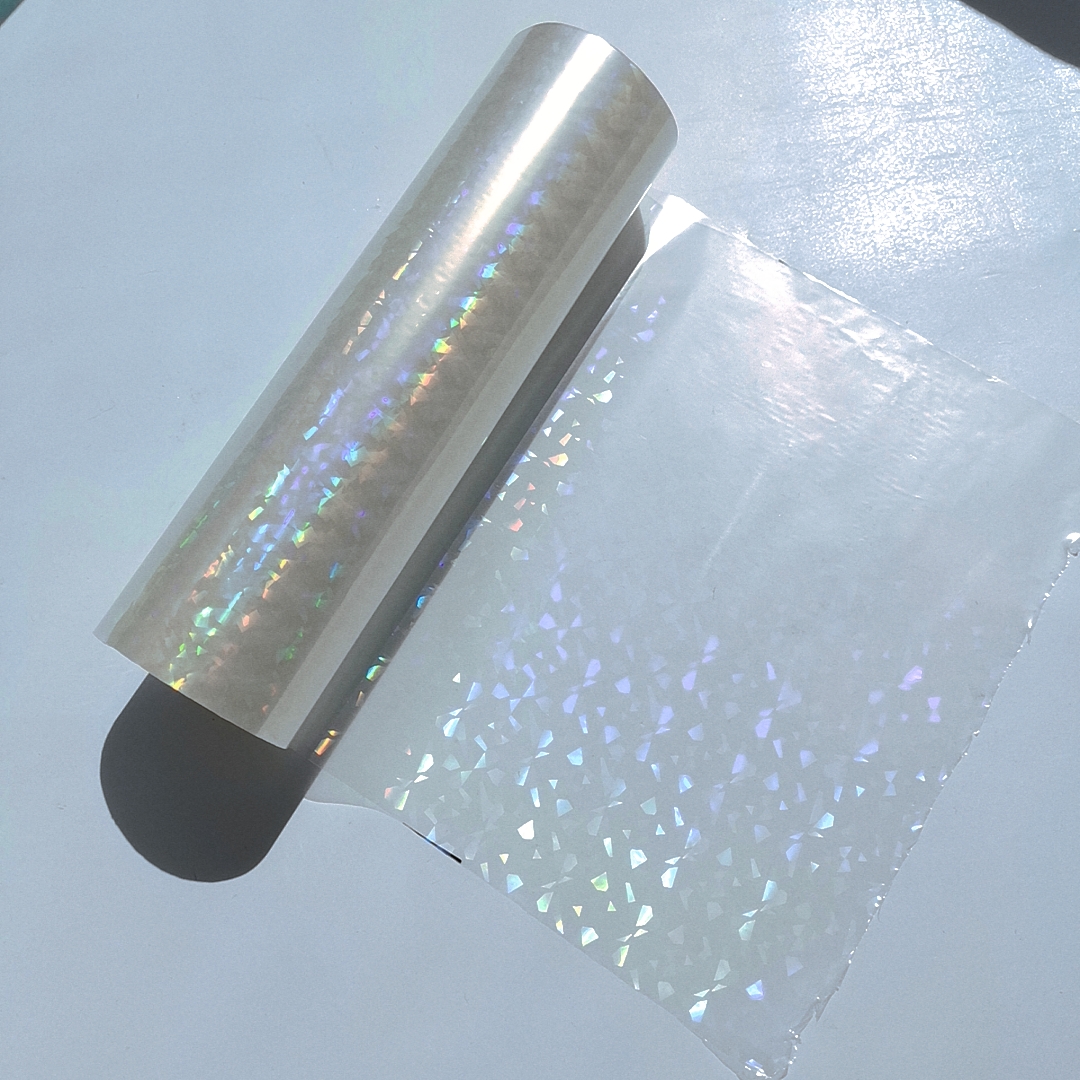 Broken Glasses Holographic Plain Transparent Stamping Foil On Paper or Plastic (21cm)8.4&quot; X 120m/Lot DIY Package Box