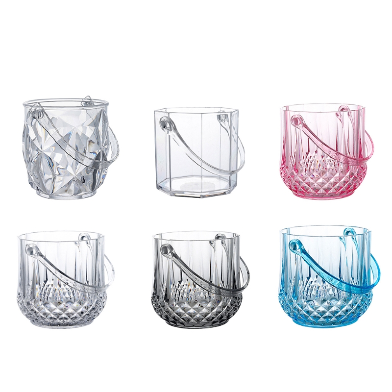 Ice Bucket Acrylic Clear Storage Tub Plastic Drink Buckets with Handle for Champagne Wine Beer Bottles Drinks Bar Party Supplies