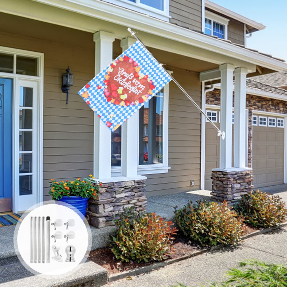 6pcs 1.8m Telescopic Flag Pole Flagpole Guide Banner Flag Pole Set Stainless Steel Flagpole With Bracket And Buckles