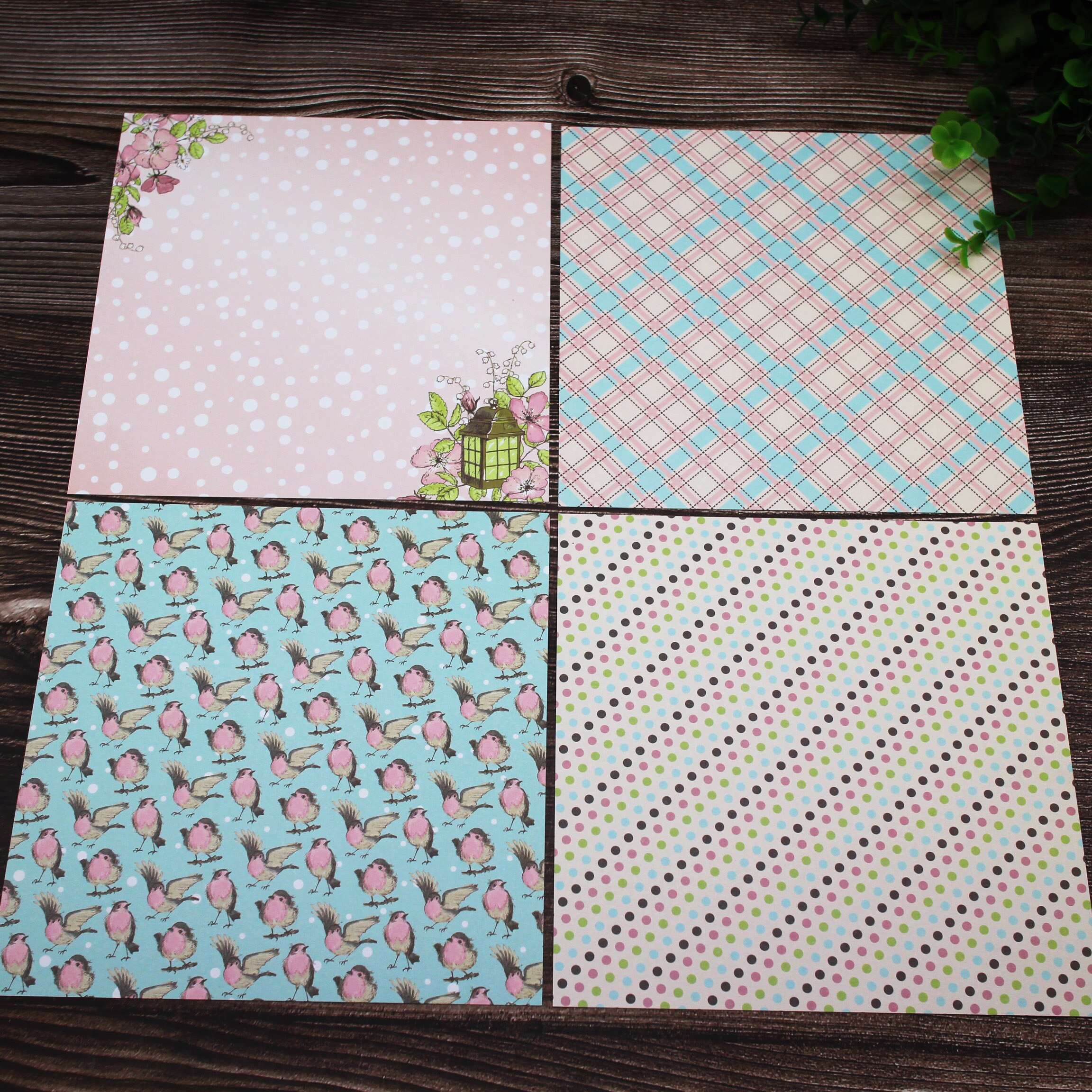 24pcs green patterned pape bird language floral scrapbook paper origami art background paper for cutting die paper DIY crafts