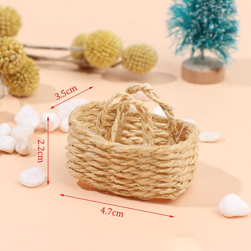 Cute Mini 1:12 Dollhouse Miniature Bamboo Rattan Frame Vegetable Food Storage Basket Doll Miniature Decoration: Green