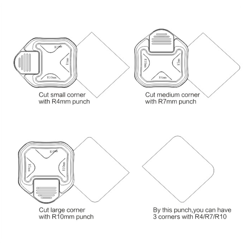 3 In 1 Corner Rounder Punch 4Mm 7Mm 10Mm Corner Cutter Voor Papier Ambachtelijke Laminaat Diy Projecten foto Snijder Kaart Maken