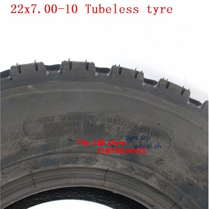 22x7.00-10 pouces pneu Tubeless pour Quad chinois tout-terrain 4 roues kart moto Motocross 22x7-10 ATV pneu sous vide
