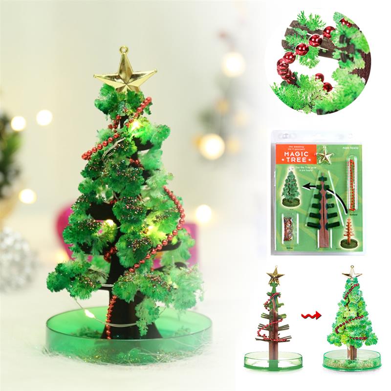 Magic Crystal Kerstboom Mooie Realistische Groene Diy Crystal Groeiende Kits Versterking Communicatie Natuurlijke Uw Kamer