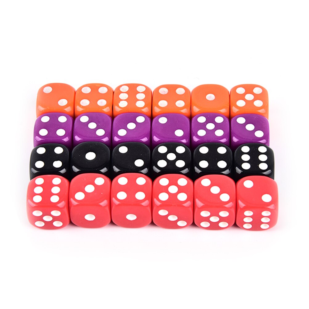 6 Stck 16MM Würfel Abgerundete Ecken vier-Farbe Transparente Würfel Brettspiel Trinken Würfel Digitale Gumbling Spiel