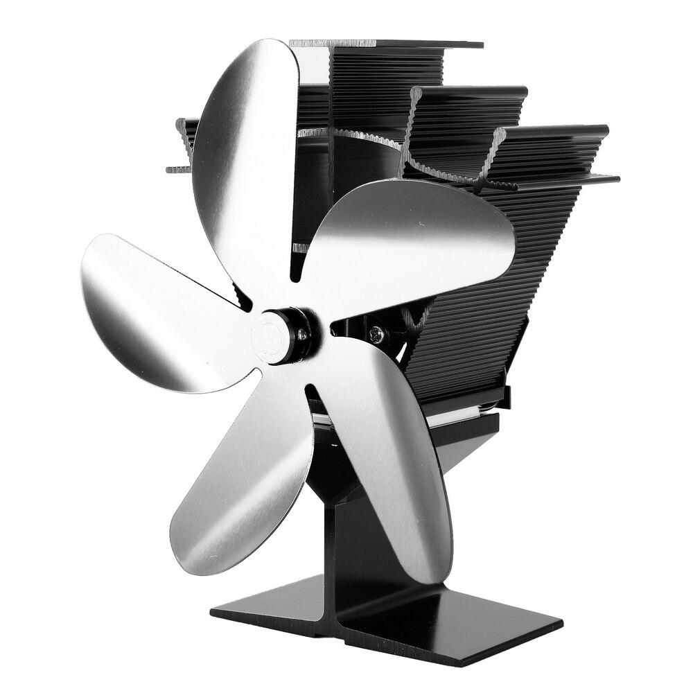 Fireplace fan 5 Blades Heat Powered Stove Fan Log Wood Burner Ecofan Quiet Home Fireplace Fan Home Efficient Heat Distribution: Silver