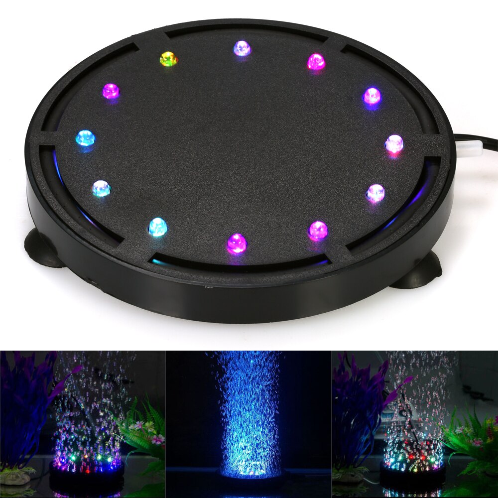 Akvarie lys nedsænket 9/12 stk led luftboble lys farverig indretning akvarie belysning rgb til akvarie akvarium cirkulær