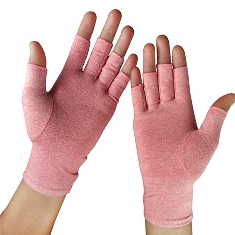 Men And Women Half Finger Sports Compression Gloves Lightweight Breathable Recovery Sports Handwear Cotton Spandex: Red / L